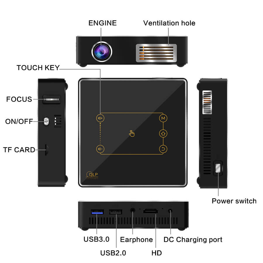 mini mirror screen smart tv video projector